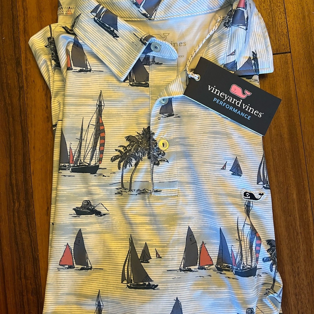 Vineyard Vines Nautical Print Polo Shirt - Blue, Red, White - Picture 4 of 5